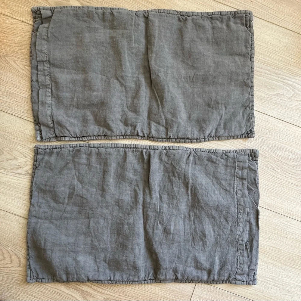 2 Restoration Hardware (NWOT+EUC) 14 x 22 Linen Quilted Lumbar Pillowcase
